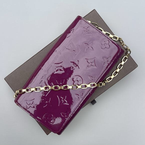 Louis Vuitton Monogram Purple Vernis Wallet On Chain - Picture 1 of 16